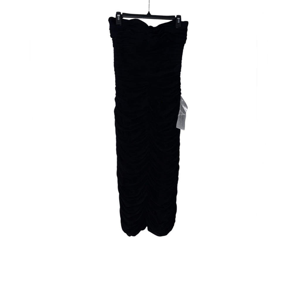 Dress The Population Heather Ruched Strapless Midi-Dress in Black Size XL - Picture 5 of 8